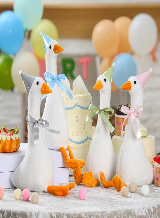 Blueweenly 12 Sets 11.8 Inch Silly Goose Birthday Decor Girl Boy 1st Adopt a Goose Party Favor Gift Plush Stuffed Animal with Mini Party Hat and Ribbon for Christmas Birthday Gift(Cuddly Style) - Image 4